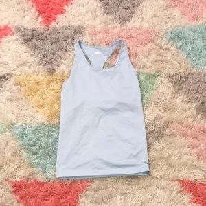 Blue racer back tank with built in sports bra